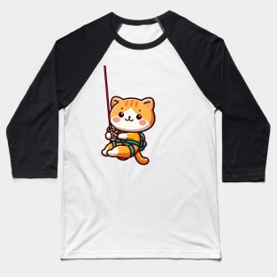 Cute orange cat Abseiling Baseball T-Shirt